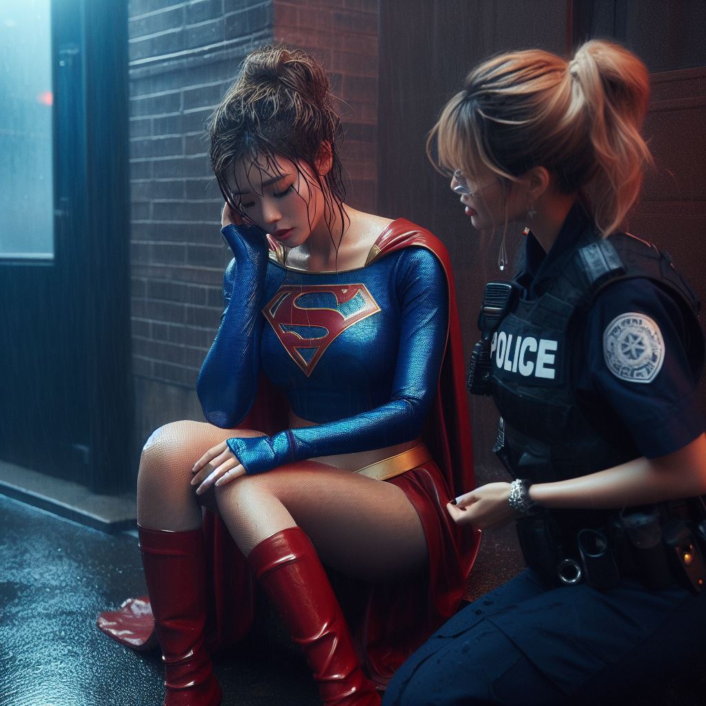 Supergirl helped by a police officer 2.jpg